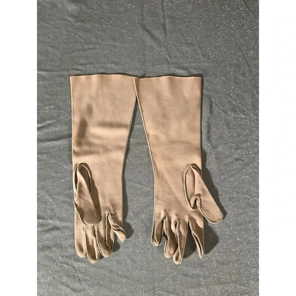 Vintage 40s Beige Gloves 1940s Retro Rockabilly Wedding Semi Formal Evening